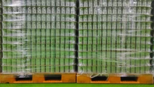 cans on pallets
